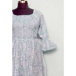 Women's Summer Maxi Dress 100% Cotton Floral Print Eco-Friendly Sweet Party Gown Casual Daily Wear Button Decoration Natural - Product Image 3