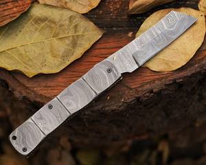 Cuchillo Plegable de Acero de Damasco de Grado Industrial Personalizado, Mango de Damasco, Hecho a Mano, para Bolsillo, EDC, Caza, Camping, OEM, ODM - Product Image 3