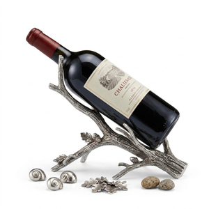 Porte-bouteilles à vin décoratif en métal argenté, support double pour bouteilles de vin, pour table, comptoir et bar à domicile, design rustique en forme de branche de cerf - Product Image 6