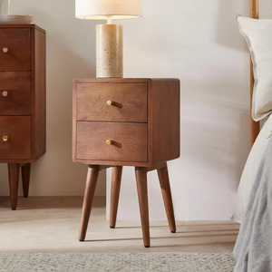 Modern Wood Nightstand End Table Bedside Cabinet Two Drawer Storage Accent Side Table Home Furniture for Bedroom - Product Image 2