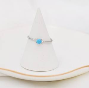 แหวนหินเทอร์ควอยซ์สีน้ำเงินธรรมชาติแท้ ชุบโรเดียม เงินแท้ 925 ของขวัญวันครบรอบแต่งงานสุดหรู หินประจำเดือนธันวาคม - Product Image 4