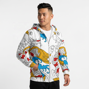 Chaqueta de Forro Polar con Capucha y Cremallera Unisex ROLEIN, Diseño de Peces Koi, Ropa Casual de Invierno, Material de Poliéster/Algodón, 240g, Digital - Product Image 5