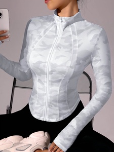 <b>Women</b> Active Yoga <b>Jacket</b> Plus Size Breathable Lightweight <b>SMART</b> FABRIC Eco-Friendly Four-Way Stretch Front Skinny Fit Top - Product Image 4