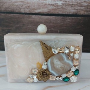 Customized Black Resin <b>Storage</b> <b>Bag</b> Clutch <b>Bag</b> with Crystal & Rhinestone Embellishment Chic Evening Party Bridal Purse Handbag - Product Image 5