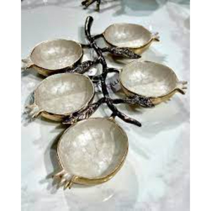 Juego de tazones metálicos de alta calidad con diseño de ramas, superficie pulida, para servir comida, decoración de fiestas, centro de mesa moderno para el hogar. - Product Image 1