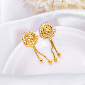 Cadeau de Noël pour la Saint-Valentin, boucles d'oreilles étoiles dorées plaquées or 925 en argent sterling pour femmes et filles - Product Image 1