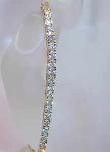 Moissanite Tennis <b>Bracelet</b> 925 <b>Silver</b> Yellow Gold Plated Classic Round Brilliant Cut Luxury Diamond Look for Women - Product Image 2
