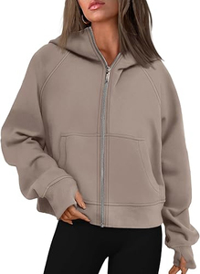 เสื้อฮู้ดผ้าฟลีซสำหรับผู้ชายเสื้อฮู้ดผ้าฟลีซแบบเปิดไหล่หนา - Product Image 6