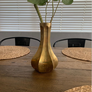 Charming brass pitcher <b>vase</b> with a spout and handle, featuring horizontal ribbed bands. Available at wholesale price. - Product Image 3