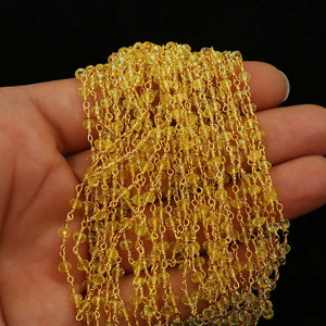 Yellow Beaded <b>Necklace</b> Layered Gold Chain Faceted Crystal Multi Strand Boho <b>Statement</b> Jewelry Wholesale Bulk - Product Image 2