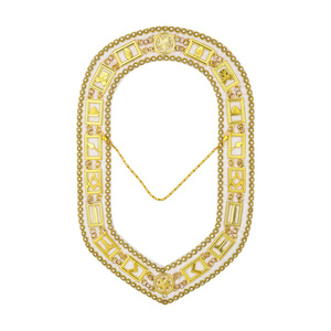 Collier de maçonnerie en velours blanc plaqué or, chaîne de loge bleue, vente en gros - Product Image 1