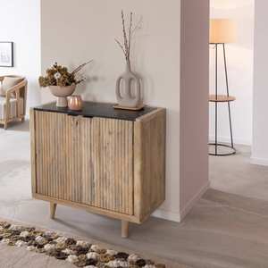 Buffet en bois de manguier et marbre noir Vandana Prime Vertex - Product Image 5