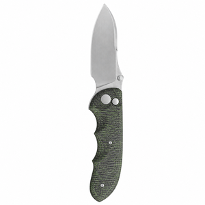 Couteaux de poche pliants à manche à motif vert et noir, avec lame satinée à pointe tombante, bouton de pouce et rainures courbes pour les doigts - Product Image 6