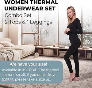 Conjunto de Ropa Interior Térmica Personalizable para Mujer, Calzoncillos Largos con Calefacción, Ropa Interior Térmica Neutral para Invierno - Product Image 2