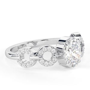 Anillo de Compromiso de Oro Blanco con Diamante Cultivado en Laboratorio de Corte Ovalado de 1.50CT, Estilo Elegante para Mujer, RITZIN - Product Image 1