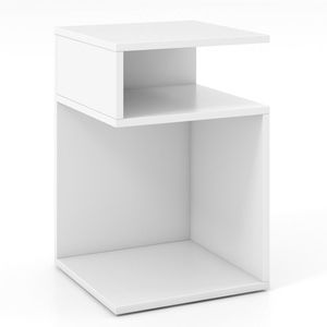 Comodino Moderno Intelligente con Struttura a S e 2 Scomparti Aperti - Product Image 1