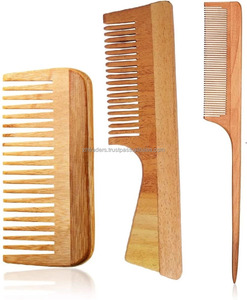 Luxe ayurvédique large dent neem bois peigne réduire la chute des cheveux anti-pelliculaire pur neem bois peigne fabricant de l'inde - Product Image 1