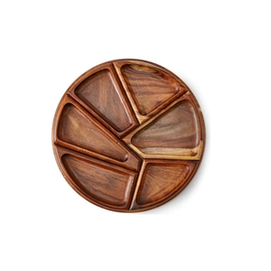 Bandeja de Servir de Madera Hecha a Mano con 6 Compartimentos, Organizador Ecológico para Aperitivos y Condimentos, Utensilios de Cocina Modernos y Personalizables, 100 Piezas - Product Image 1