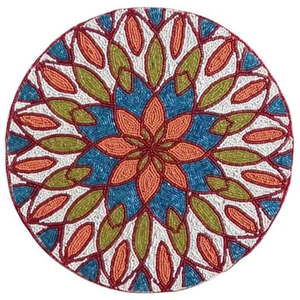 <b>Direct</b> Factory Sale India Eco-Friendly Customizable Green Gold Glass <b>Beads</b> Design Embroidered Placemats Home Use Wholesale Price - Product Image 6