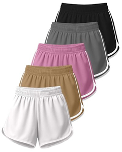 Shorts de sport pour femmes, tricotés, taille haute, fermeture élastique, à carreaux, séchage rapide, polyester, coupe régulière, yoga, plage, haute extensibilité - Product Image 3