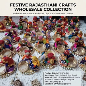 Handmade Traditional <b>Indian</b> Eco-Friendly Metal Tealight Candle Holder | Wholesale <b>Home</b> Decoration Festive Kathputli Pearl <b>Decor</b> - Product Image 4