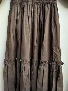 Robe en coton pour femme, col cœur, marron, mi-longue, décontractée, à manches bouffantes, avec poche, unie, robe maxi, cadeau pour elle - Product Image 5