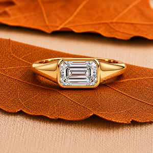 Bague de fiançailles de luxe en or jaune massif 14 carats avec diamant de laboratoire taille émeraude 1 carat, certifiée IGI, pour femme - Product Image 5