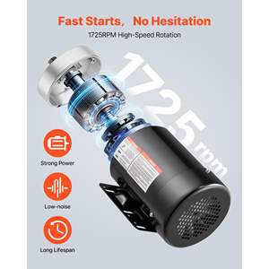 Motor Eléctrico TEFC de 1 HP para Compresores de Aire, 1725 RPM, Rotación CW/CCW, Diámetro del Eje de 5/8 Pulgadas, 4.1N.m de Torque, Motores de CA - Product Image 3