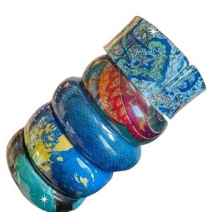 COOL Bijoux Résine Acrylique Bracelet Bracelet Exagéré Éblouissant Multicolore Large Irrégulier Carré Acrylique Bracelets pour - Product Image 1