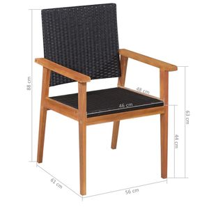 Set da pranzo in 7 pezzi con Patio in Poly Rattan nero e marrone eleganti mobili da esterno - Product Image 6