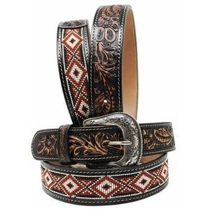 Premium <b>Vintage</b> Alloy Pin Buckle <b>Belt</b> Classic Geometric Patterns Handcrafted Western Cowboy Style Durable Eco-Friendly Finish - Product Image 1