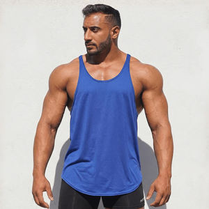 Débardeur stringer personnalisé pour homme, blanc, polyester/coton, pour la gym, le fitness, sans manches, pour la musculation, séchage rapide, 180g, logo personnalisé - Product Image 6