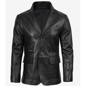 Blazer chauffant pour homme en cuir de vachette noir véritable, 100 % imperméable et respirant, grande taille, collection hiver 2026, qualité OEM supérieure, faible MOQ - Product Image 4