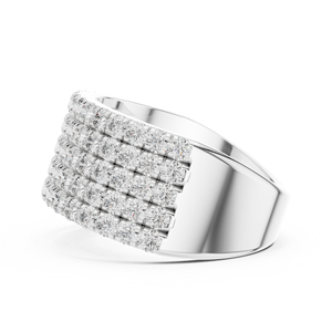 Bague de luxe en diamant rond cultivé en laboratoire, sertie en or blanc 18 carats, demi-alliance, pour fiançailles, fêtes, mariages, usage quotidien et bureau. - Product Image 3