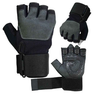 Gants de sport unisexes en cuir durable à demi-doigts avec support de poignet, protection des mains, antidérapants pour la musculation et les activités sportives en extérieur - Product Image 3