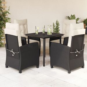 Set da Pranzo da Giardino in Rattan Nero per 4 Persone, Arredamento da Esterno Resistente alle Intemperie, Stile Contemporaneo - Product Image 3