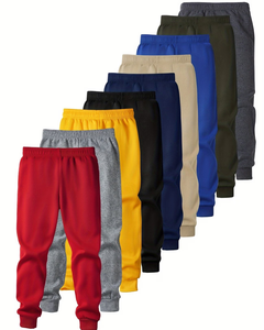 Boys Solid Color Knitted Sweatpants Elastic Waist Long Casual Pants Pockets Midweight Breathable Eco-Friendly Customized Color - Product Image 2