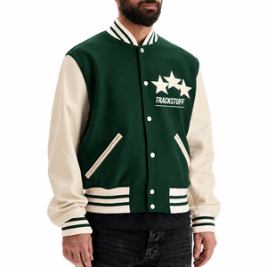 Veste universitaire personnalisée pour homme en laine et coton, col montant, logo brodé sur le devant, style streetwear, hiver - Product Image 2