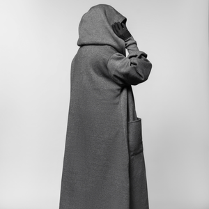 Abaya con capucha de forro polar grueso y piel sintética, con cremallera metálica, manga tres cuartos, largo hasta la rodilla, cálida, modesta, islámica, antiestática para mujer - Product Image 1