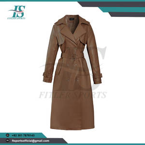 Manteau long en cuir pour femmes avec fausse fourrure, veste longue en cuir noir pour femmes, vente en gros, fabricant OEM - Product Image 4