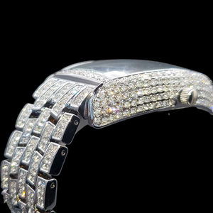Premium unisex Square Analog Quartz <b>Watch</b> With Diamond Bezel Stainless Steel Band Sapphire Crystal 41mm <b>Case</b> - Product Image 3