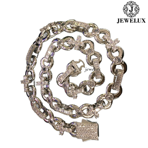 Collier ras du cou en argent 925 de haute qualité avec moissanite, chaîne à maillons plaquée rhodium, design couronne de luxe, bijoux unisexes pour soirée, pour l'exportation - Product Image 6