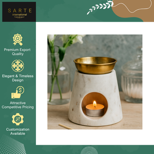 Top Notch Quality Bulk Supply Handmade Eco-Friendly Marble Brass Oil Burner Essential Oils Premium <b>Aroma</b> Fragrance <b>Diffuser</b> - Product Image 3