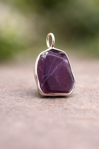 Collar de Plata de Ley con Amatista Natural Hecha a Mano, Colgante de Gema Morada, Dijes Finos para Mamá, Aniversario, Navidad - Product Image 2