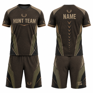 Ensemble chemise et short respirant à motif floral pour homme MEGAMAPLE Hunt Team, en polyester, pour l'été, tenue de plein air, devant et dos - Product Image 1
