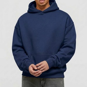 Sudadera con Capucha Azul Marino para Hombre y Mujer, Sudadera con Capucha de Forro Polar Extra Grande, Logotipo Personalizado, Estilo Urbano Informal - Product Image 1