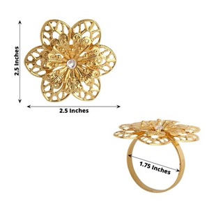 Anneaux de serviette en métal doré avec centre en cristal pour la décoration de table de mariage - Product Image 6