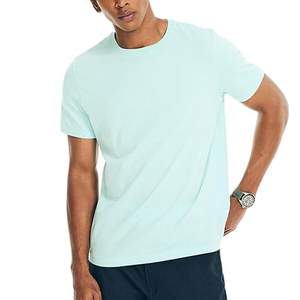 Camiseta de Manga Corta para Hombre, Cuello Redondo, Color Azul Claro, Corte Regular, 100% Algodón Jersey, Diseño Liso - Product Image 4