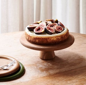 Support à gâteau en bois, plateau de présentation pour desserts et fruits, finition naturelle, plateau à gâteau en bois, plateau de service pour mariage, fête, boulangerie - Product Image 1