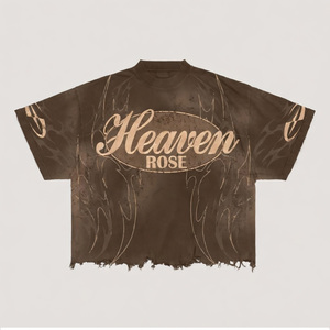 Ensemble 2 pièces streetwear homme : T-shirt court oversize et short, motif graphique vintage grunge, ourlet déchiré, strass, vente en gros - Product Image 2